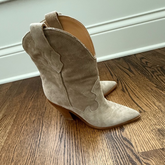 Sigerson Morrison Kalila suede western boots Size 37 beige - Picture 2 of 11